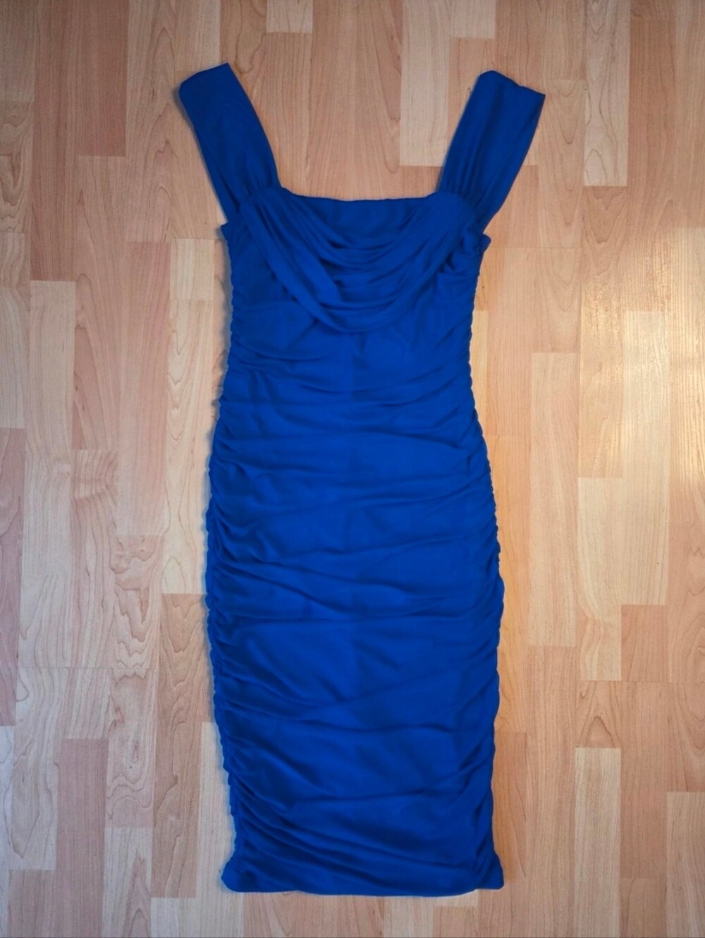 Prettygarden off shoulder draped neckline bodycon midi dress